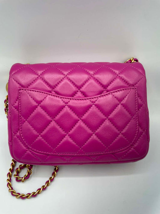 Chanel Pearl Crush Square Flap Bag Quilted Lambskin Mini