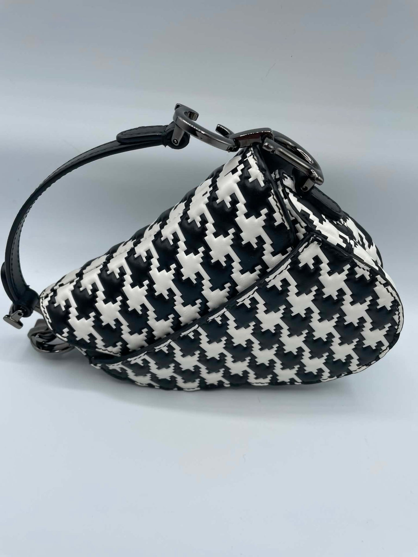 Dior Houndstooth Micro Saddle Bag