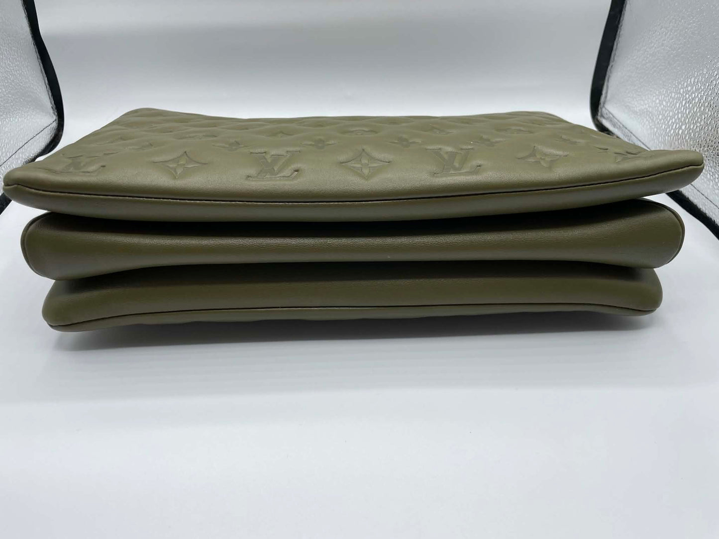 Louis Vuitton Lambskin Embossed Monogram Coussin MM Khaki