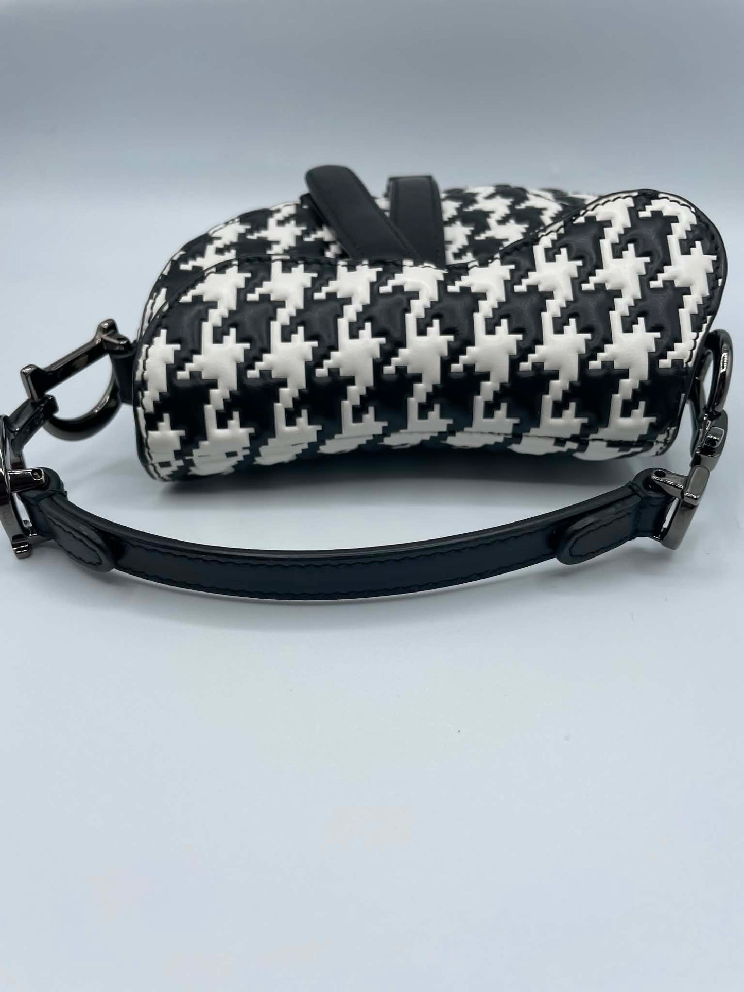 Dior Houndstooth Micro Saddle Bag