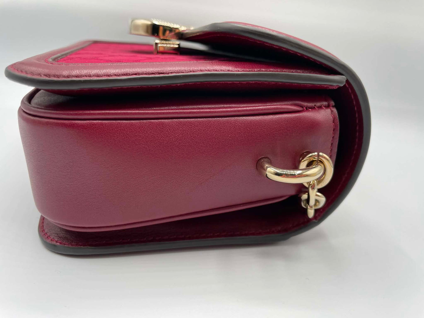Gucci Crepe Wool Silk GG Monogram Go Small Shoulder Bag Rosso Ancora