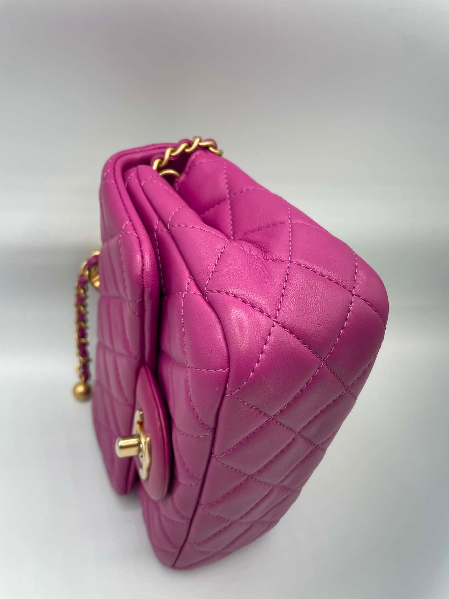 Chanel Pearl Crush Square Flap Bag Quilted Lambskin Mini