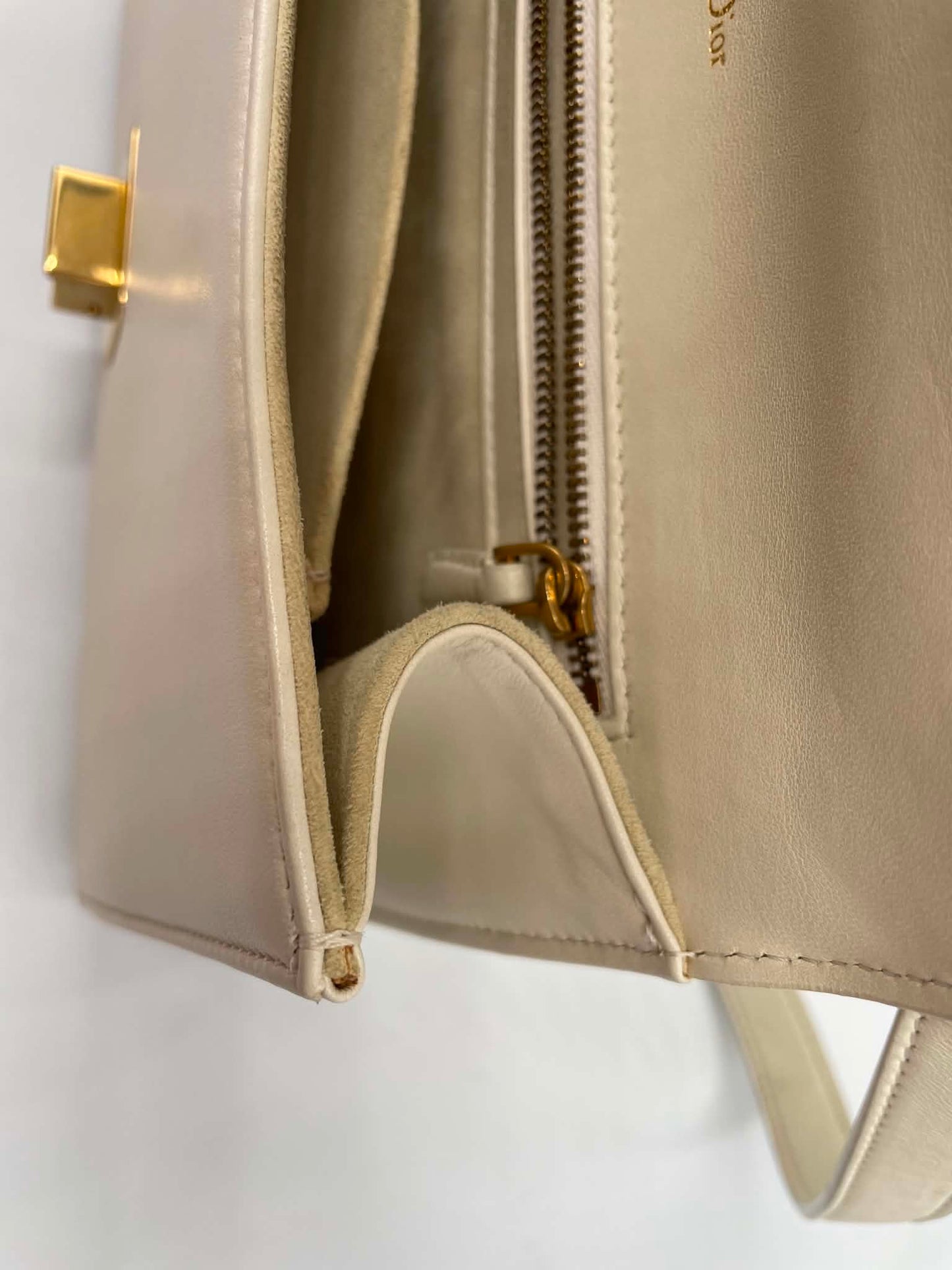Christian Dior Lambskin Studded Small Diorama Flap Bag Off White