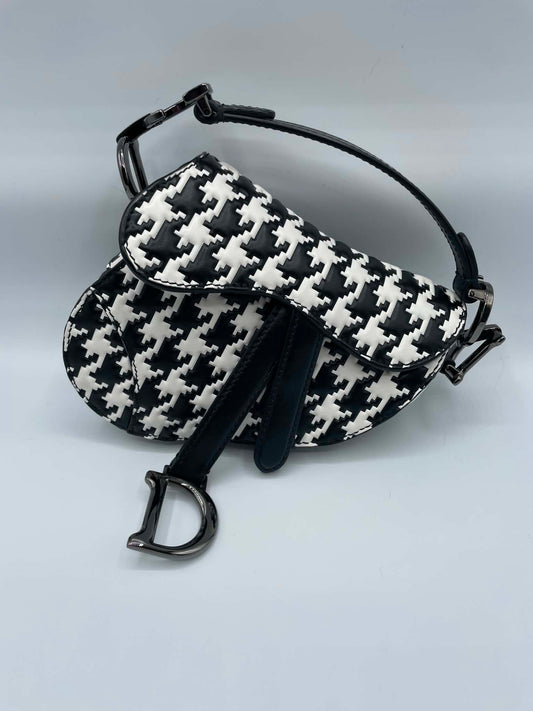 Dior Houndstooth Micro Saddle Bag