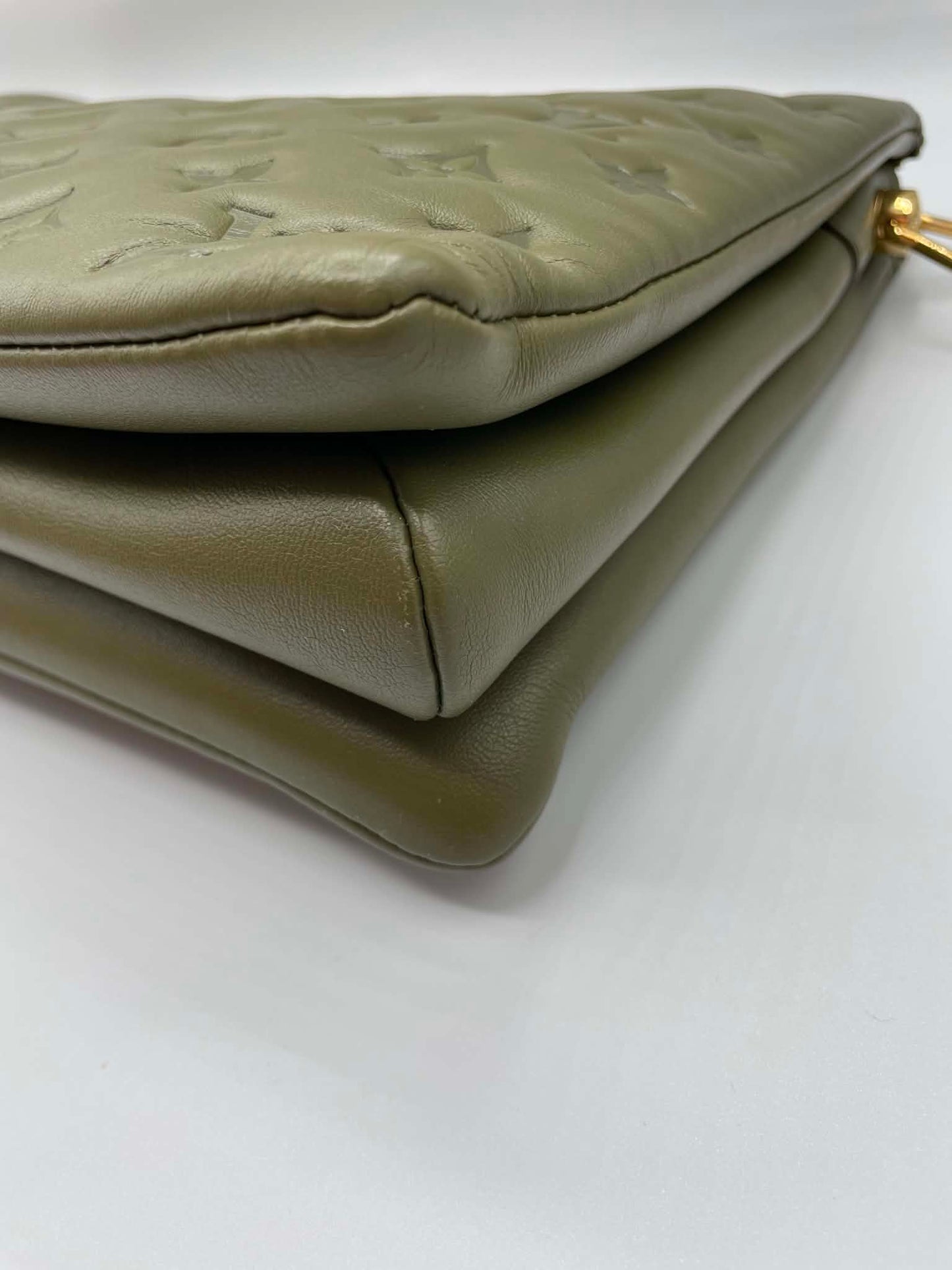 Louis Vuitton Lambskin Embossed Monogram Coussin MM Khaki
