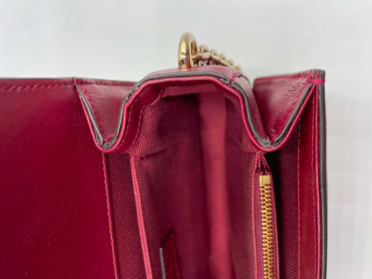 Gucci Crepe Wool Silk GG Monogram Go Small Shoulder Bag Rosso Ancora