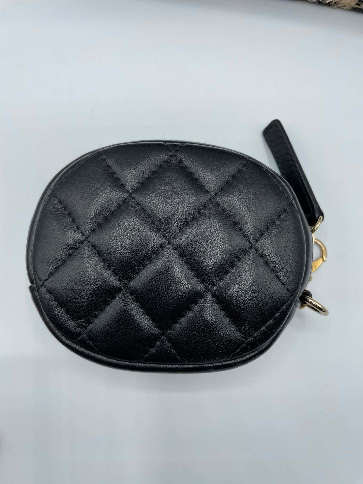 Chanel Houndstooth Tweed Wallet on Chain Beige & Black, Gold/Ruthenium/Silver Hardware