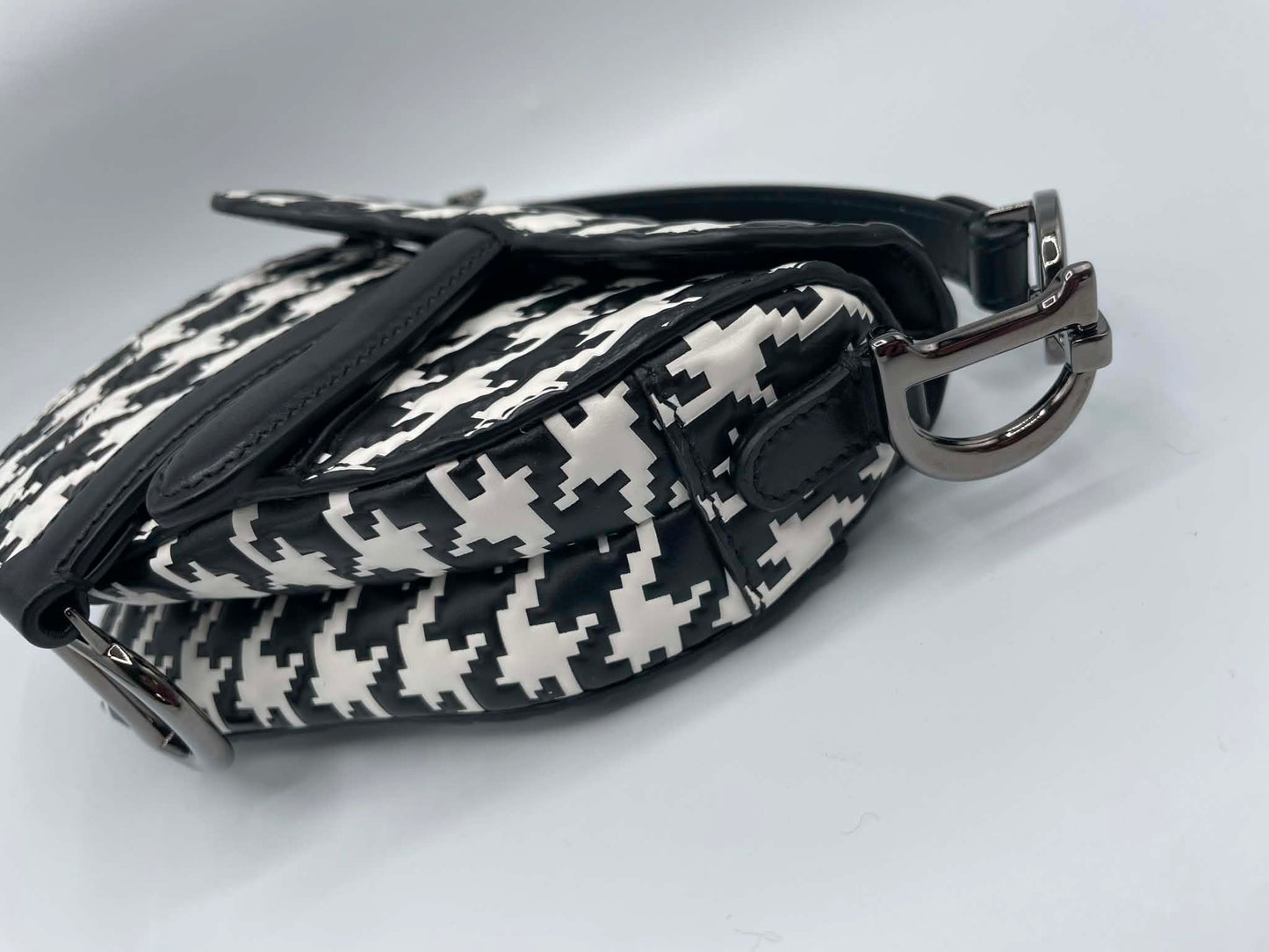 Dior Houndstooth Micro Saddle Bag