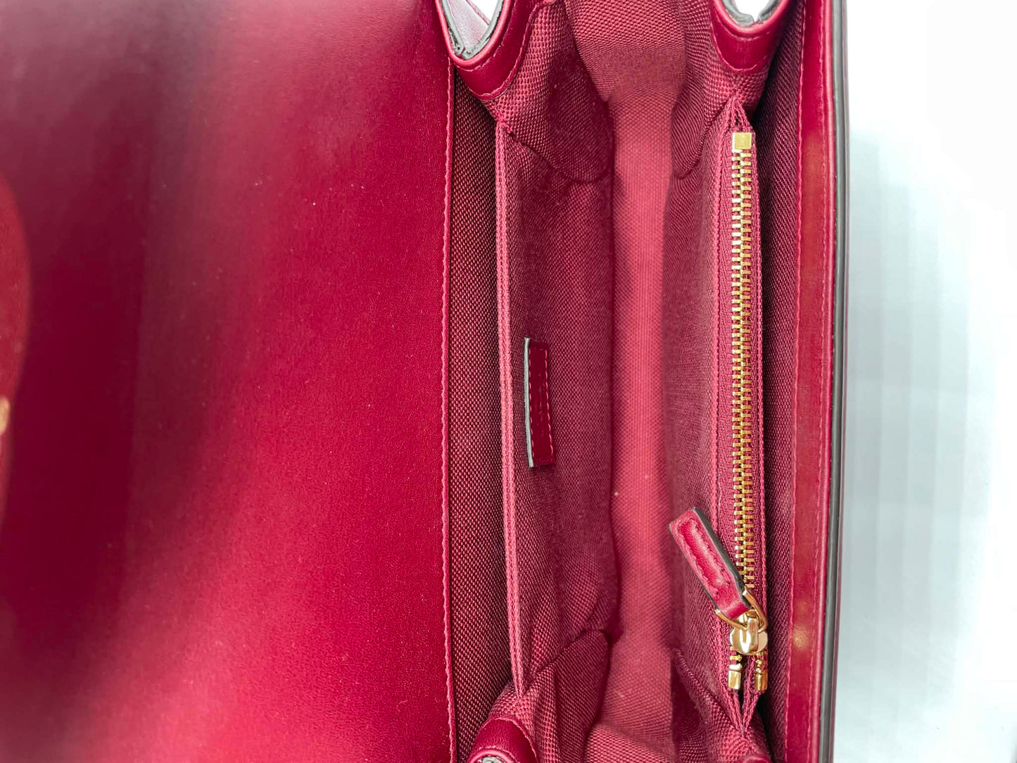 Gucci Crepe Wool Silk GG Monogram Go Small Shoulder Bag Rosso Ancora