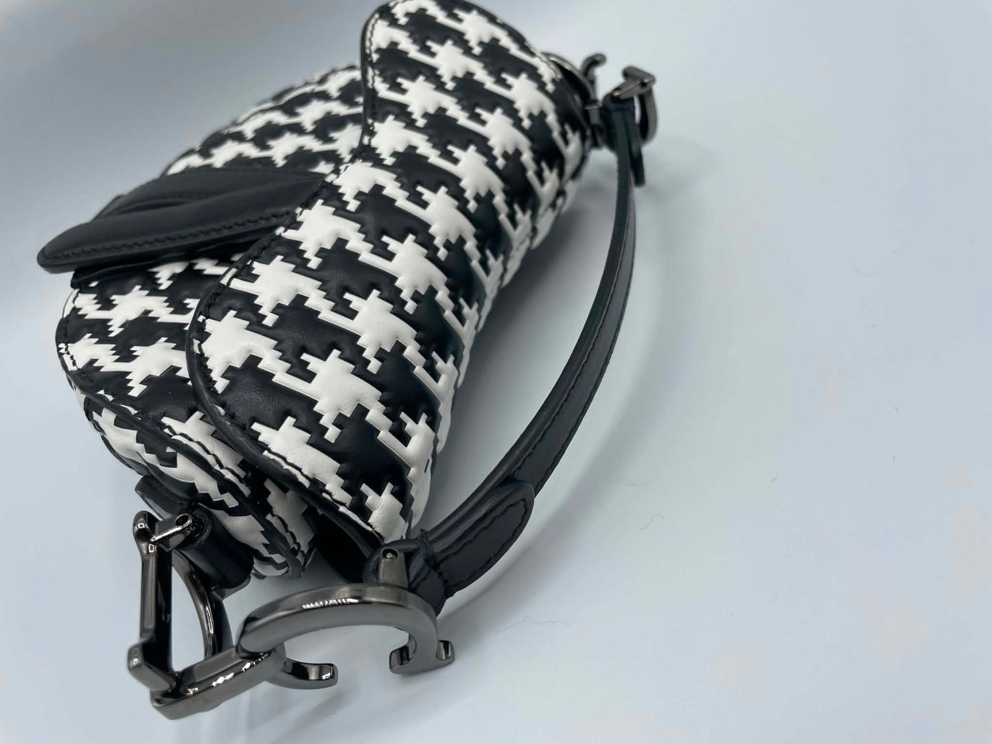 Dior Houndstooth Micro Saddle Bag