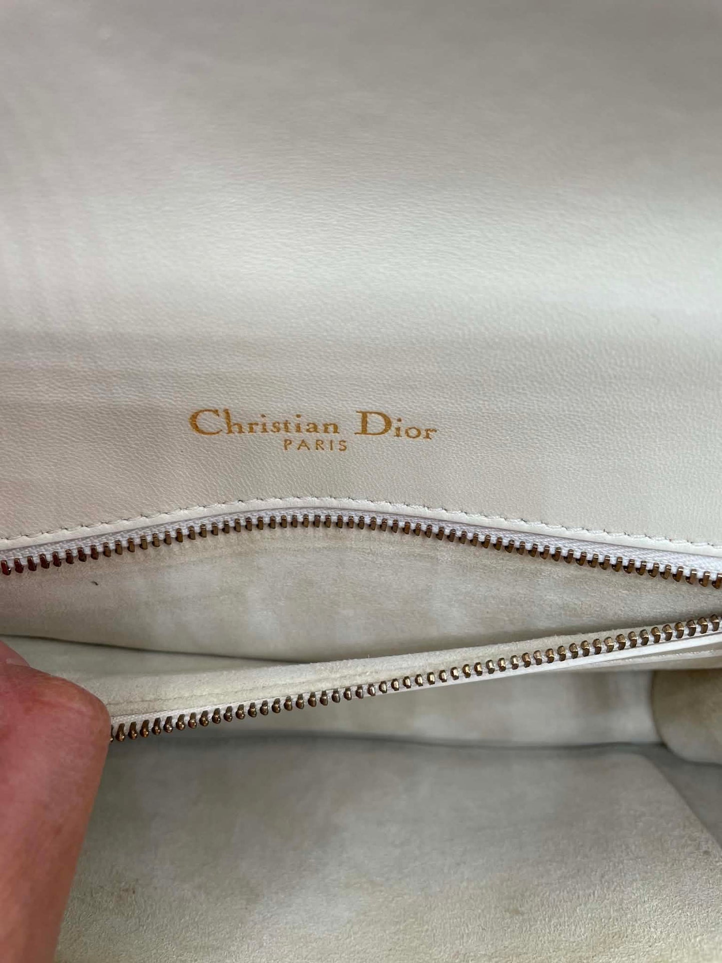 Christian Dior Lambskin Studded Small Diorama Flap Bag Off White