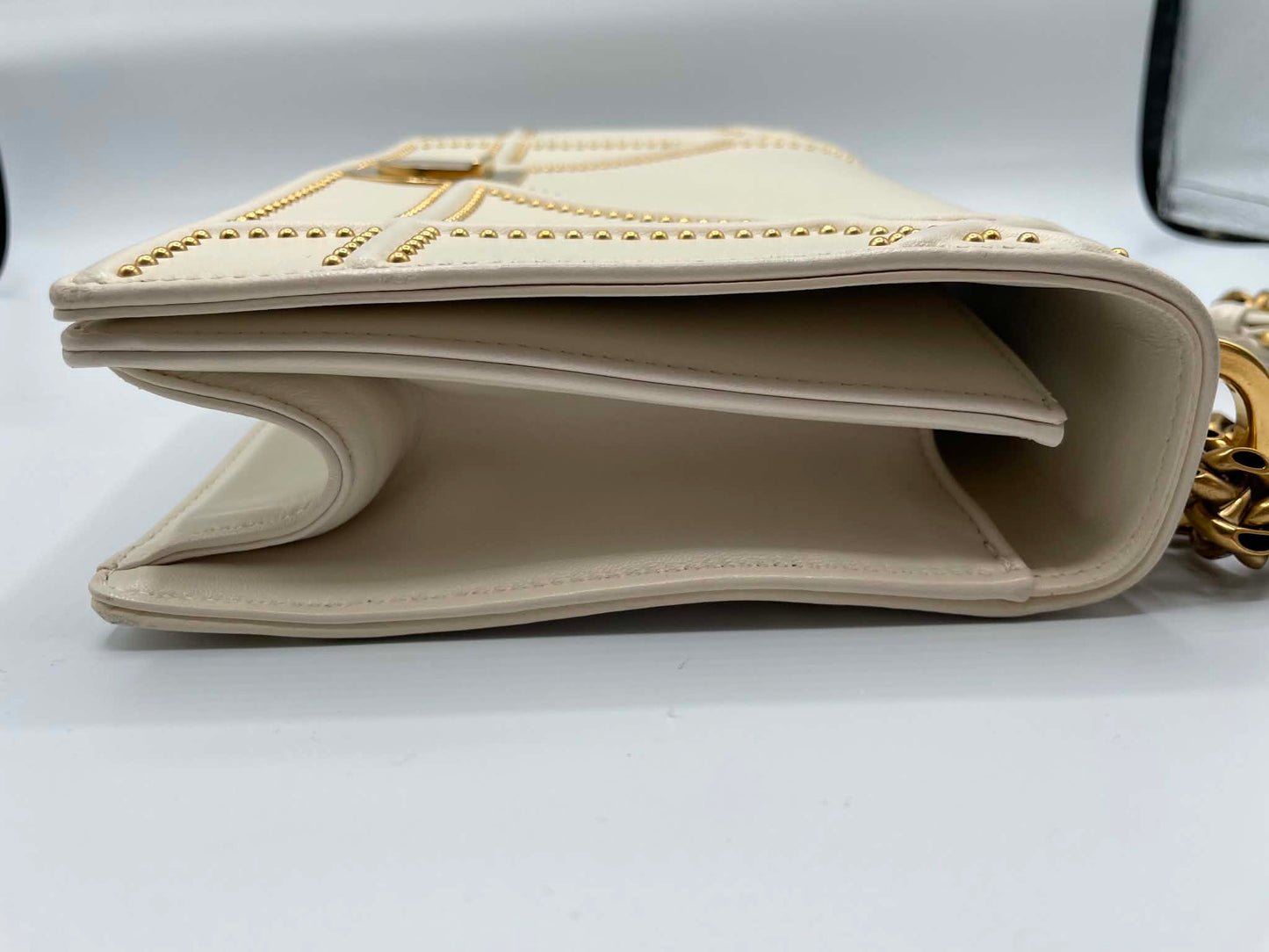 Christian Dior Lambskin Studded Small Diorama Flap Bag Off White