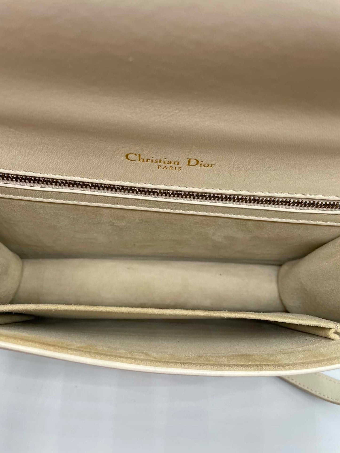 Christian Dior Lambskin Studded Small Diorama Flap Bag Off White