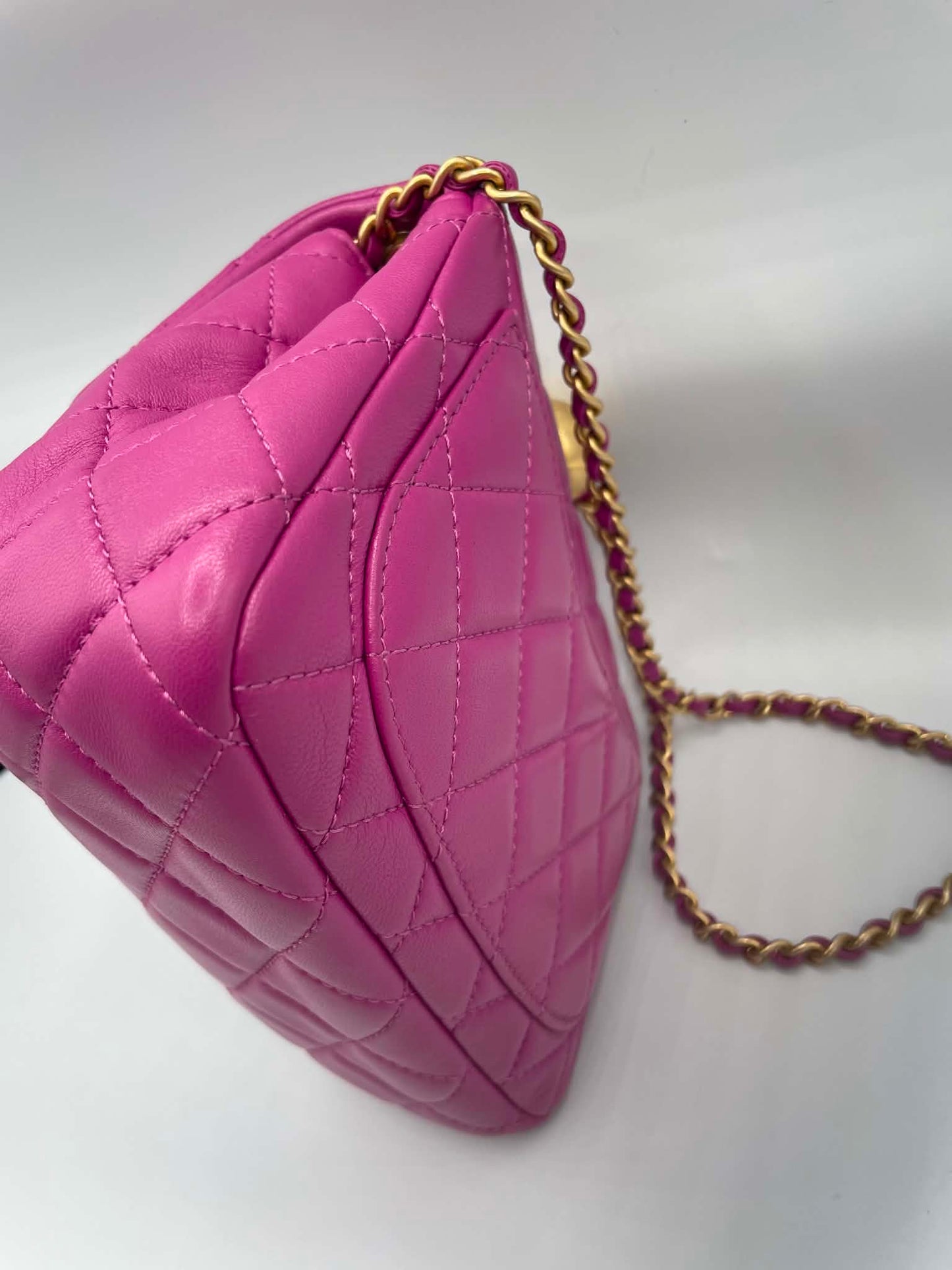 Chanel Pearl Crush Square Flap Bag Quilted Lambskin Mini