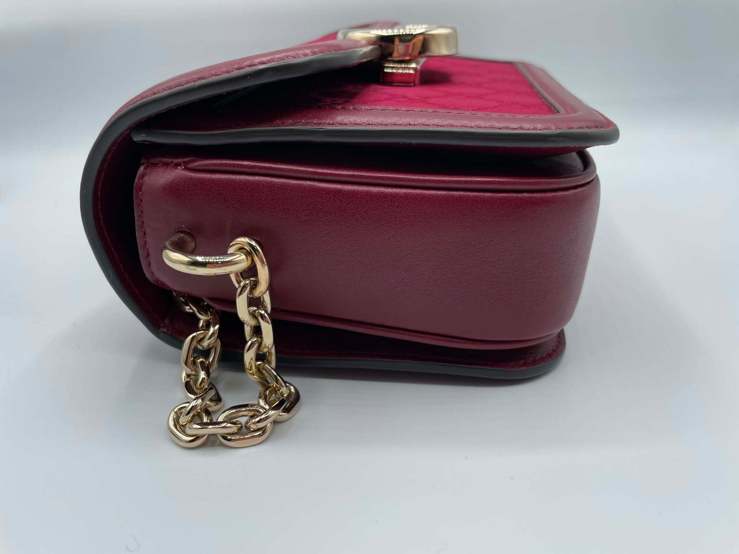 Gucci Crepe Wool Silk GG Monogram Go Small Shoulder Bag Rosso Ancora