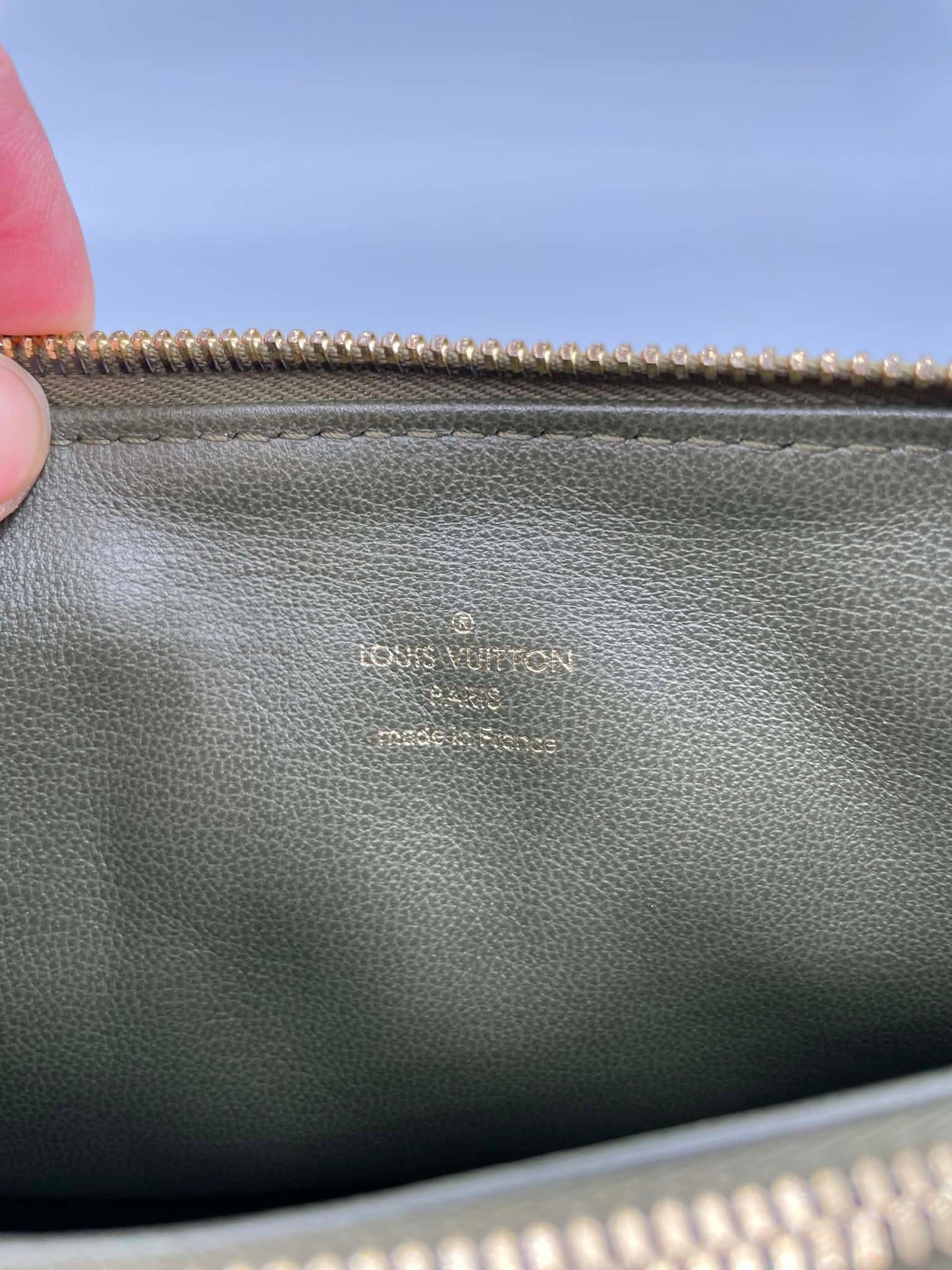 Louis Vuitton Lambskin Embossed Monogram Coussin MM Khaki
