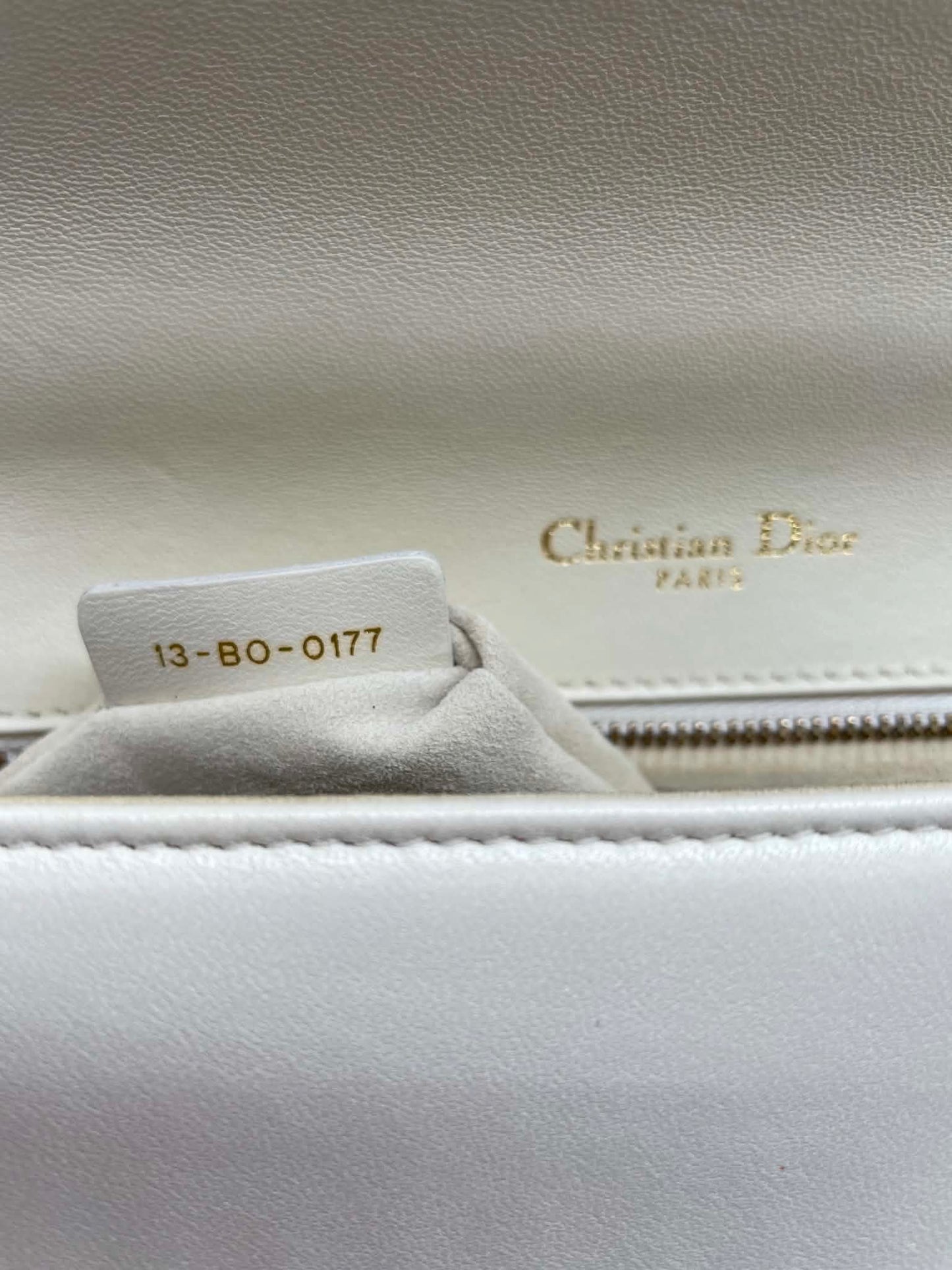 Christian Dior Lambskin Studded Small Diorama Flap Bag Off White