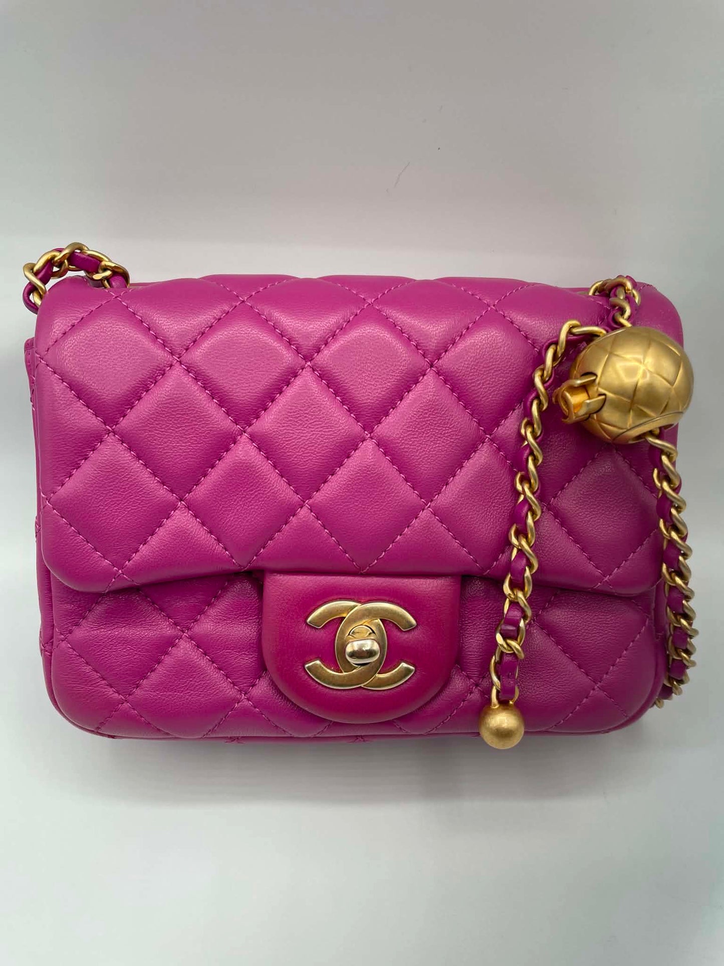 Chanel Pearl Crush Square Flap Bag Quilted Lambskin Mini