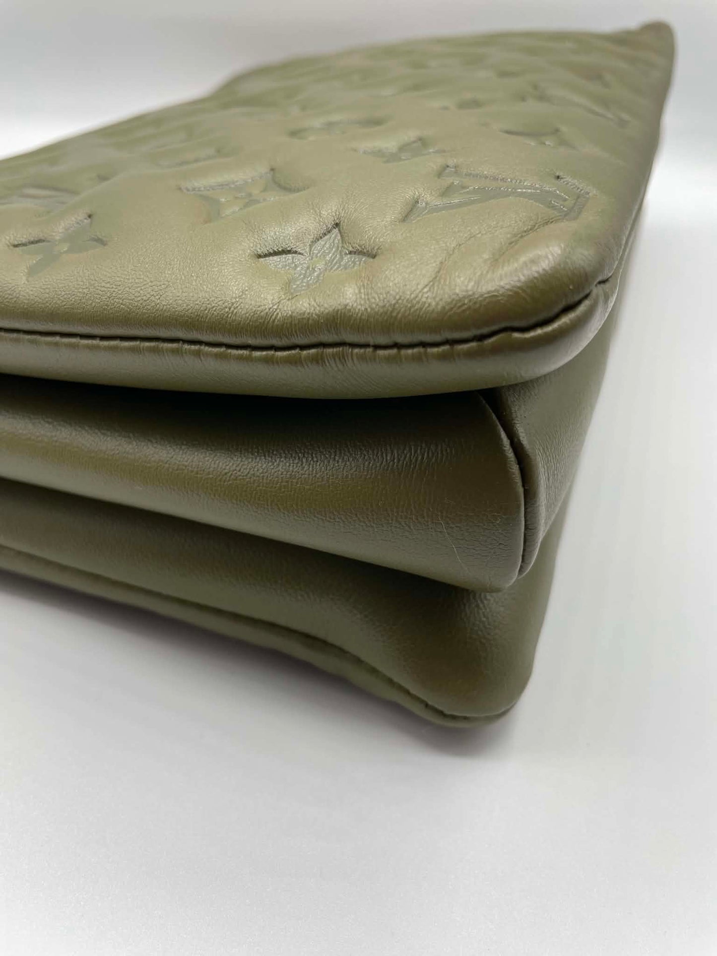 Louis Vuitton Lambskin Embossed Monogram Coussin MM Khaki