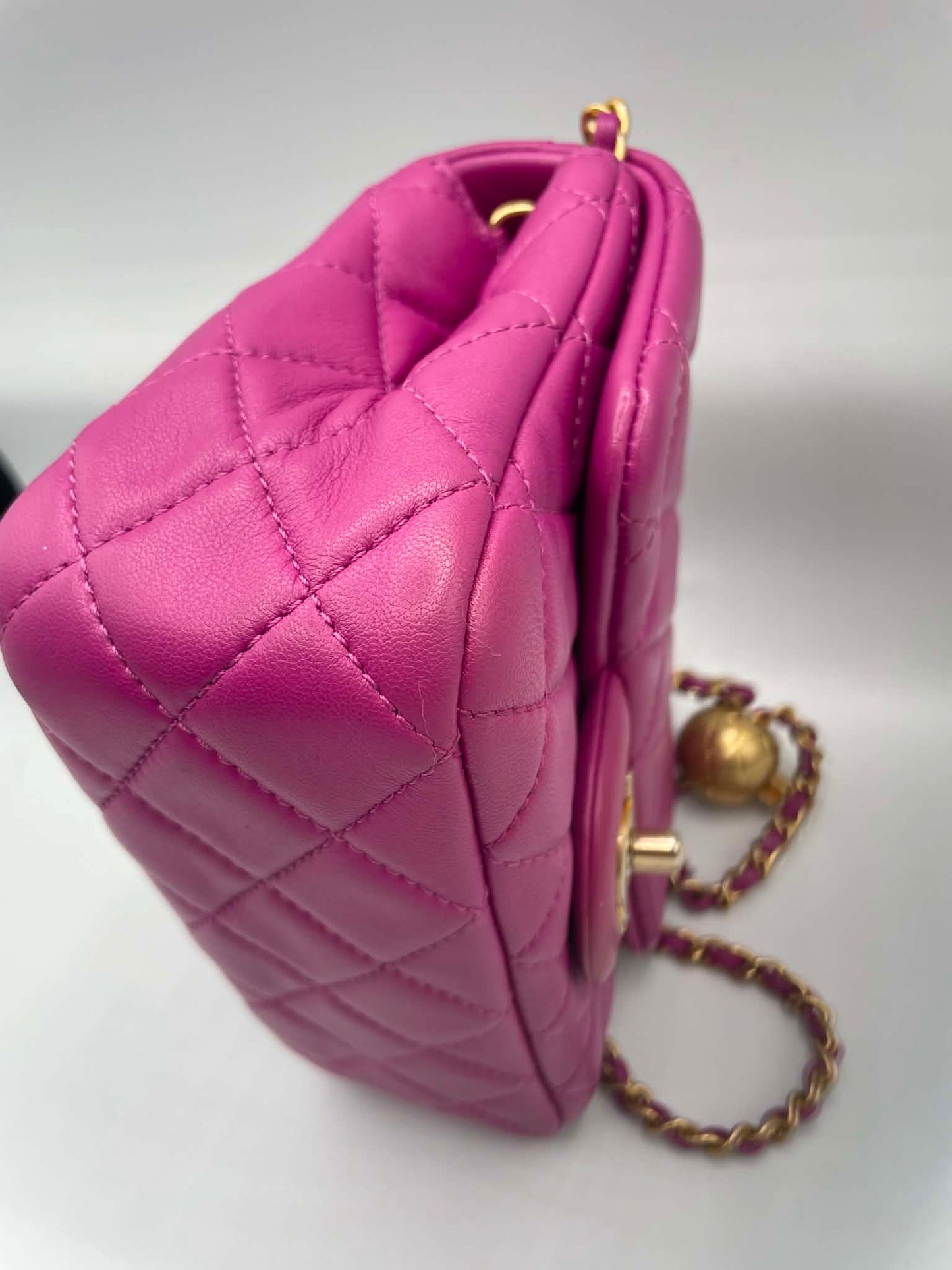 Chanel Pearl Crush Square Flap Bag Quilted Lambskin Mini