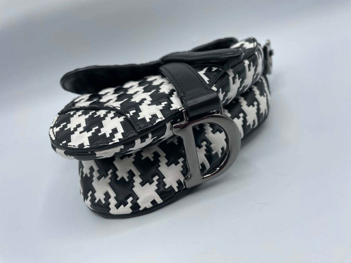 Dior Houndstooth Micro Saddle Bag
